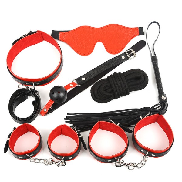 Kit Bondage Rouge & Noir Essentia 7 Pièces