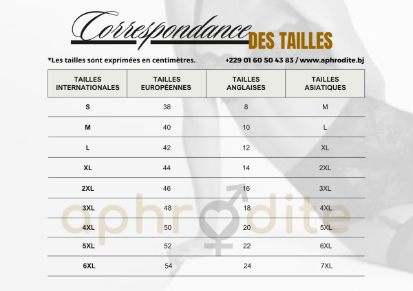 Correspondance des tailles Lingerie Femme
