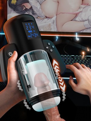 Masturbateur à poignées vibrant va-et-vient et aspirant Furious Beast