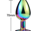 Plug Anal Arc-en-ciel Inox Bijou Cœur Taille S