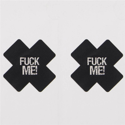 Cache-Tétons Adhésifs Croix Noire "Fuck Me!"