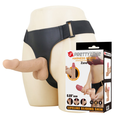Gode Ceinture Réaliste à Peau Coulissante Zane de Pretty Love 17 cm